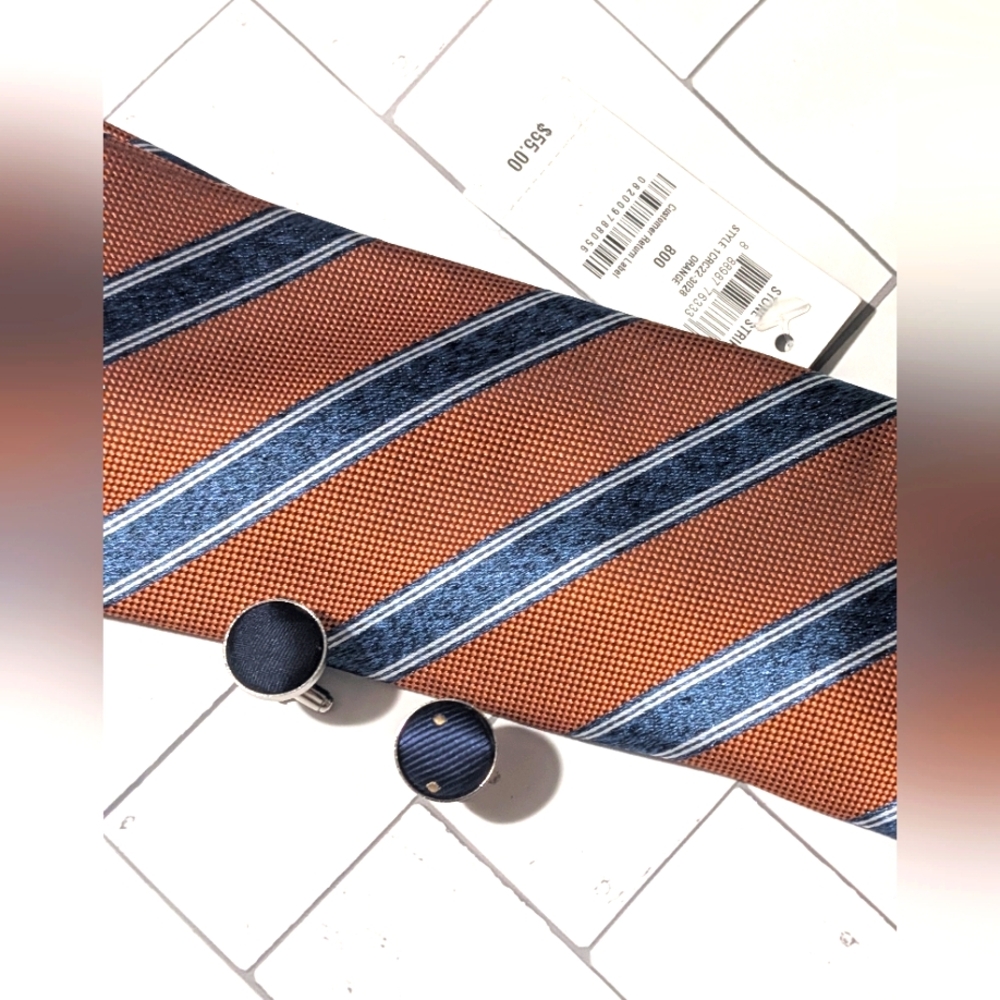 Club Room Brown and Blue Diagonal Stripe Tie